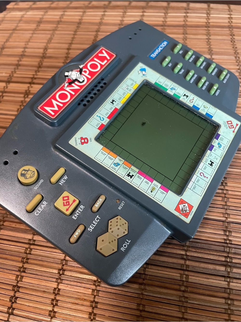 Hasbro Monopoly Electronic Handheld Game - Gray with Yellow Buttons